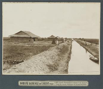 (VIETNAM--AGRICULTURE) Album entitled Domaine Agricole de lOuest, Bloc de Thotnot, with 16 photographs of rice paddies.